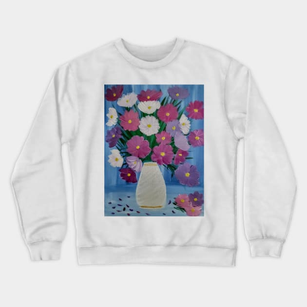 mixed flowers in a white vase Crewneck Sweatshirt by kkartwork